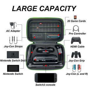 2025 nouveau étui de rangement de protection Portable noir avec 20 fentes de jeu pour <span class=keywords><strong>Nintendo</strong></span> <span class=keywords><strong>Switch</strong></span> 2 tous les accessoires - Product Image 5
