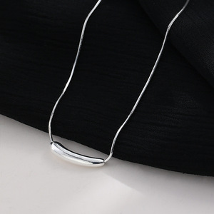 Geometric Eggplant Tube Necklace Stainless Steel Women's Clavicle Chain Simple Chic Pendant - Product Image 4