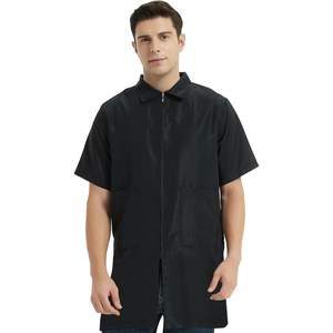 2025 Veste de barbier à manches courtes pour homme Chemise de travail lavable en machine en noir - Product Image 1