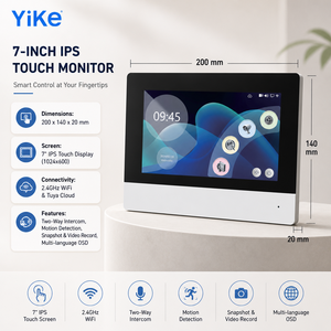 Système d'<span class=keywords><strong>interphone</strong></span> vidéo de sécurité avec moniteur 7 pouces, enregistrement instantané, Wi-Fi 2,4 GHz, prise en charge de l'application et déverrouillage des visiteurs - Product Image 3