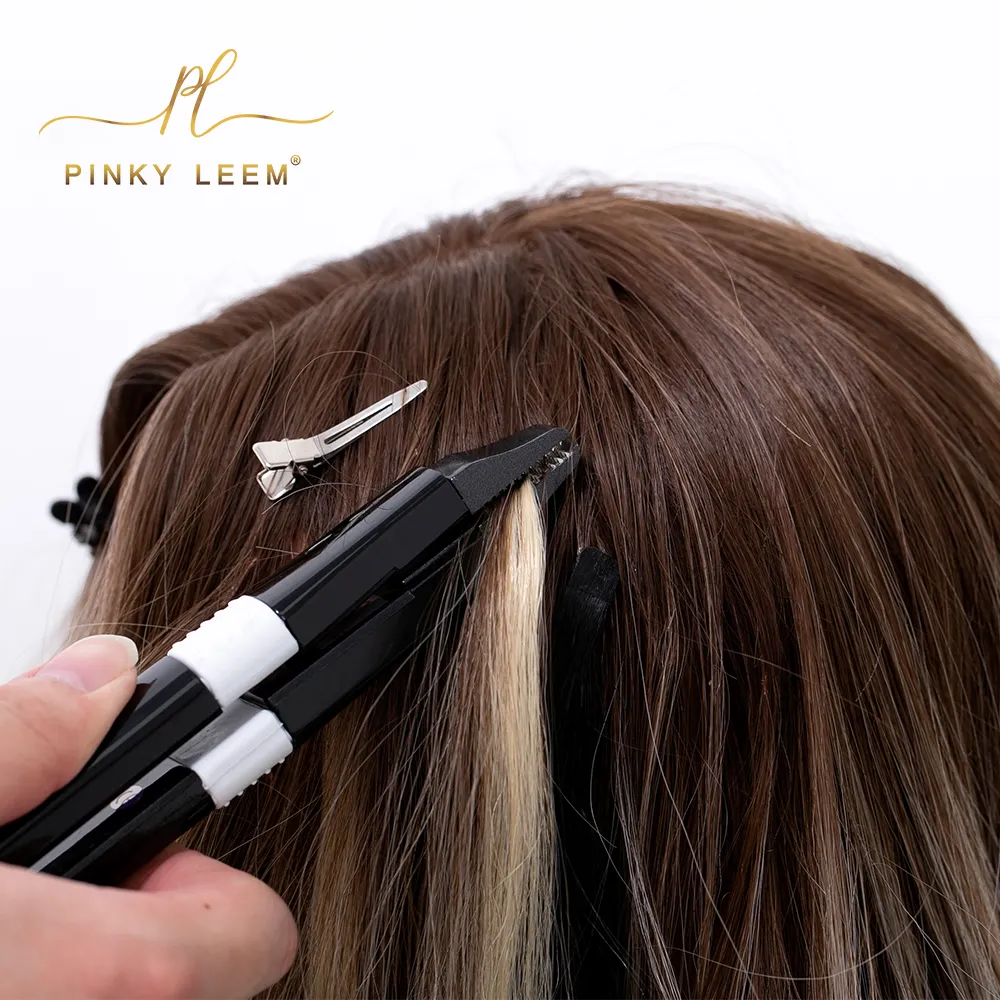 פינקי ליים uv קרטין תוספות שיער באיכות גבוהה ערכת מיקרולינק מלקחיים כלי הארכת שיער לתוספות שיער