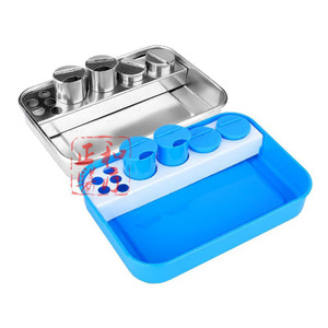 Zh Stainless Steel Deep Four Hole Square Tray With Bottle 304 Medical Aesthetic Sterilization Tray Durable - Product Image 1