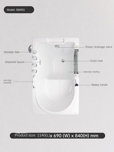 <span class=keywords><strong>Vasca</strong></span> da Bagno in Acrilico Sunrans per Anziani, Senza Barriere, per Piccoli Appartamenti, <span class=keywords><strong>con</strong></span> Porta Laterale, Tipo Seduta, Antiscivolo, Intelligente - Product Image 5