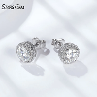 Серьги-гвоздики Starsgem 0.5CT*2 из стерлингового серебра S925 с покрытием из белого золота, с круглыми бриллиантами, выращенными в лаборатории