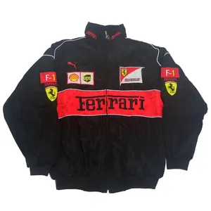 2024New moda Vintage estilo deportivo bombardero abrigo bordado cremallera manga larga chaqueta de carreras para hombres y mujeres F1 chaqueta de carreras