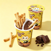 Boîte de collation amusante : Biscuits à tremper au chocolat avec bâtonnets de biscuits croustillants et sauce au chocolat au lait – Export