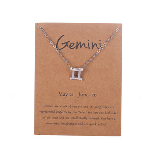 Regalo de cumpleaños, chapado en oro, 12 signos del zodiaco, colgante, tarjeta de deseo, cadena de oro, Gargantilla, collar de astrología, joyería para mujer - Product Image 6