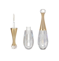 Tubes à gloss vides de luxe en forme de bulbe avec diamant sur le dessus, 2,5 ml, couleurs personnalisées, matériau PETG, bouchon à vis, rouge à lèvres liquide, sérigraphie
