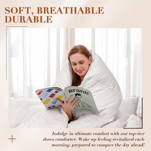 Ngỗng Tính năng xuống Comforter Vua Kích thước 850 + điền 100% sức mạnh tinh khiết bông tất cả các mùa Trắng Duvet chèn - Product Image 5