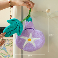 Coral Fleece Embroidered Hand Towel Cute Hangable Absorbent Quick-Dry Home Towel for Bathroom and Kitchen