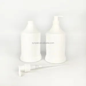 经典855毫升白色HDPE塑料瓶，带烫印螺帽耐用沐浴露化妆品时尚设计