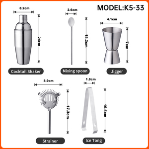 Sáng Tạo Nhà Máy Trực Tiếp 5PCS Bartender Kit Thanh Công Cụ Thiết Lập 700ML Trộn Rượu Vang Thép Không Gỉ <span class=keywords><strong>Cocktail</strong></span> <span class=keywords><strong>Shaker</strong></span> - Product Image 4