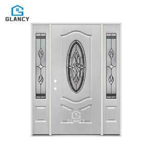 Les portes <span class=keywords><strong>en</strong></span> verre <span class=keywords><strong>d</strong></span>'art américain blanc et <span class=keywords><strong>en</strong></span> <span class=keywords><strong>bois</strong></span> <span class=keywords><strong>massif</strong></span> sont utilisées pour l'<span class=keywords><strong>entrée</strong></span> principale de la villa - Product Image 1