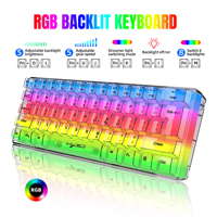 HXSJ 60% Transparent RGB rétro-éclairé Mini clavier de jeu filaire souris Combo Ultra-Compact 60% pour PC/Mac Gamer USB