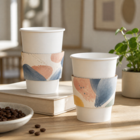 Manchon pliable en carton pour gobelet à café, avec logo personnalisé imprimé, support en kraft, emballage jetable pour boissons, gain de place