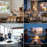 Projecteur de cinéma maison DLP LED à prix réduit avec Android 9, 2 Go de RAM, design portable, batterie intégrée pour films en plein air