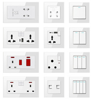 Reino Unido UE estándar placa en blanco Fause cubierta interruptores de pared eléctricos enchufes 220V interruptor de marco de vidrio templado