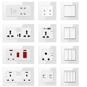 Reino Unido UE estándar placa en blanco Fause cubierta interruptores de pared eléctricos enchufes 220V interruptor de marco de vidrio templado - Product Image 5