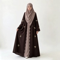 Ensemble Abaya en chocolat personnalisé pour femmes, OEM ODM, vêtements modestes, vêtements musulmans islamiques, vente en gros