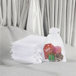 Sac en filet à cordon de couleur unie, petit emballage cadeau, pochette de rangement transparente imprimable - Product Image 2