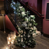 MSFAME Künstliche Blumen Dekoration Runde Gold Metall Silber Hochzeit Halbkreis Bogen Blume