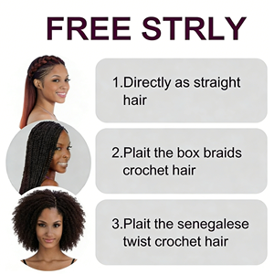 Cabello Sintético Preestirado <span class=keywords><strong>de</strong></span> Fibra <span class=keywords><strong>de</strong></span> Baja Temperatura para Trenzas Jumbo, 82 Pulgadas, 165g, <span class=keywords><strong>de</strong></span> Una Sola Tira, para Crochet - Product Image 4