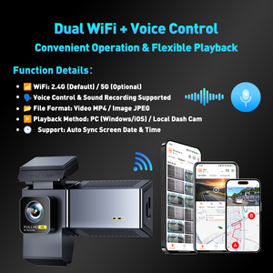 Dashcam 4K Wifi Gps Detector de Radar Espejo retrovisor Cámara Dash Cam Frontal y trasera 4K Dash Camera para coches Cámara de coche Dash Cam - Product Image 4