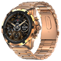 Montre connectée HK98 à écran tactile rond haute résolution, prise en charge NFC, rappels, contrôle gestuel, boussole, bracelet en métal, écran AMOLED