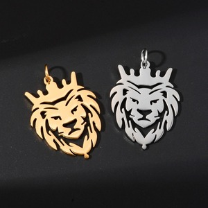 Collier pendentif punk en acier inoxydable poli, motif couronne creuse Lion King, pour breloques DIY et accessoires de fabrication de bijoux rock - Product Image 6