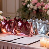 Tas Hadiah Khusus Untuk Anda Dengan Pegangan Desain Cetak Timbul Kotak Kertas Warna Perak Pink Kemasan Hadiah