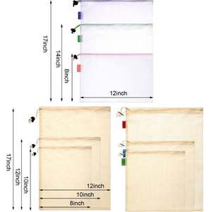 Bolsas de malla reutilizables, bolsas de algodón orgánico con cordón, bolsas de frutas y verduras lavables - Product Image 2