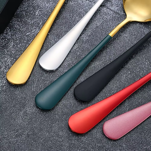 Fancy Decorating Colorful pink Wedding <b>Dinner</b> Titanium Copper Metal Gold Serving Soup Spoon <b>Set</b> Dessert - Product Image 3