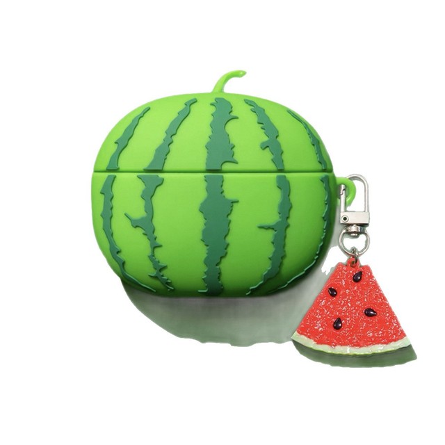 3D Cartoon Fresh Summer Cool Fun Creative Fruit Food Watermelon Silicone Case for Apple Airpods 1 2 3 4 Pro Pro 2