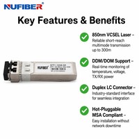Transceiver Optique SFP+ 10GBASE-SR 850nm 300m OM3 400m OM4 MMF LC DDM Module Fibre Multimode