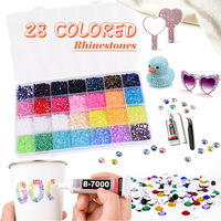 Nouvel ensemble d'accessoires de nail art transfrontalier : 24 compartiments de strass en résine AB de 3 mm à dos plat, effet gelée, pour vêtements et ongles (DIY)
