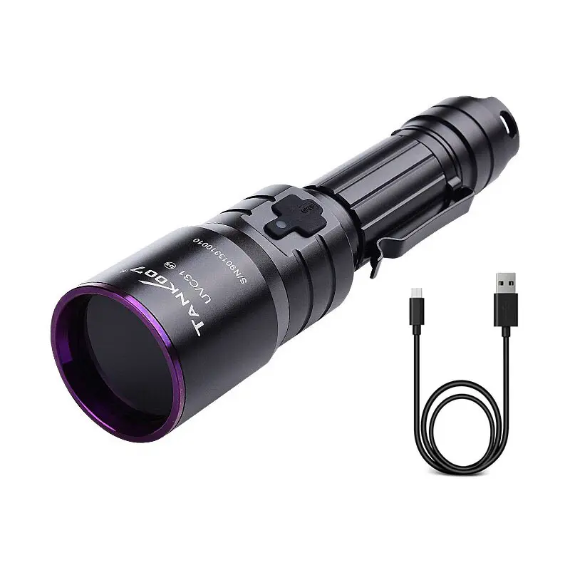 Tank007 high power USB NDT flashlight 365 nm blacklight rechargeable flash light torch 365nm UV LED flashlights