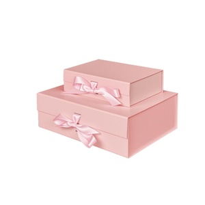 <b>Pink</b> Magnetic Gift Box Luxe High-End Packaging Custom Logo Satin Ribbon Recyclable Cardboard Fast Delivery for Holiday Gifting - Product Image 3