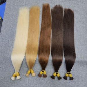 Meilleur prix extensions de cheveux humains naturels de haute qualité en vrac cheveux vierges lisses soyeux non traités - Product Image 1