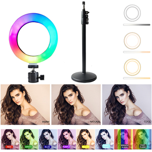 Anneau lumineux de 6 pouces <span class=keywords><strong>RGB</strong></span> 8W 2700-7000K Température de couleur Contrôle par fil - Solution d'éclairage photographique parfaite pour les vidéos de téléphone - Product Image 6