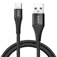 Cable de Datos USB-A Tipo-C de Carga Rápida 3A con Trenzado de Nailon para Teléfonos, Tabletas, Auriculares, Computadoras, Impresoras, Escáneres de Códigos de Barras
