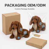 Boneka Anjing Dachshund Cokelat Berpatch, Mainan Plush, Desain Boneka Anjing Lembut Custom, Hadiah, MOQ Rendah, Layanan OEM ODM, Pemasok Langsung