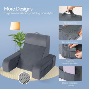 <span class=keywords><strong>Coussin</strong></span> de lecture 10-en-1 avec repose-bras amovibles et dossier en mousse à mémoire de forme gel – Idéal <span class=keywords><strong>pour</strong></span> lire au <span class=keywords><strong>lit</strong></span> ou s'asseoir - Product Image 2