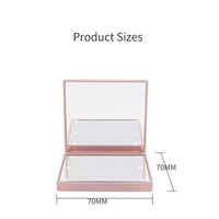 Miroir de maquillage portable mini LED double face rond en aluminium, pliable, de table, avec éclairage grossissant finition chromée