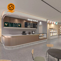 Comptoir de réception personnalisable pour centres commerciaux, comptoir d'angle en L personnalisable, adapté aux cafés, aux pâtisseries