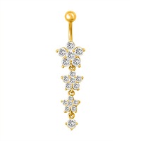 Anneaux de nombril en acier inoxydable, anneaux de piercing flottants pour le nombril, anneaux de nombril en forme de fleur en zircon, bijoux de piercing corporel
