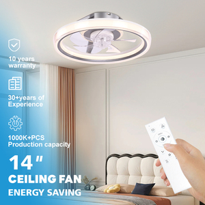ราคาโรงงาน โคมไฟพัดลมเพดาน LED ขนาด 14 นิ้ว รุ่น W25039 สำหรับตกแต่งภายในห้องนอน กันน้ำระดับ IPX0 ดีไซน์เรียบง่าย รุ่น W25039 - Product Image 1