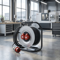 Enrouleur de câble d'alimentation portable industriel en acier métallique IP44 CEE avec prises 16A 380V 5P et câble H07RN-F 5*1.5/2.5MM de 25M