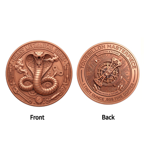 Moneda Conmemorativa de Cobre Fino .999 de 1 oz, Diseño Steam Guardian Challenge Coin, León Mecánico Steampunk, Impresión UV, Tourbillon - Product Image 2