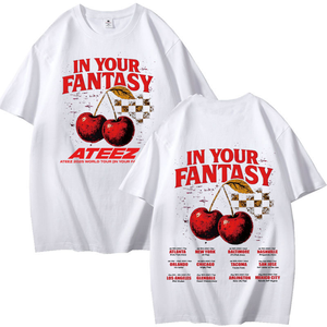Maglietta a maniche lunghe ATEEZ 2026 World Tour Your Fantasy Cherry Blank, vestibilità ampia, effetto vintage, tinta unita, traspirante e leggera - Product Image 4