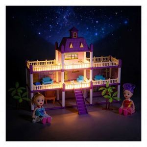 Juego de Juguetes de Plástico para Niños, Casa de Juegos con Piscina, Tobogán, Ascensor y Balcón, Regalo para Diversión Familiar - Product Image 5